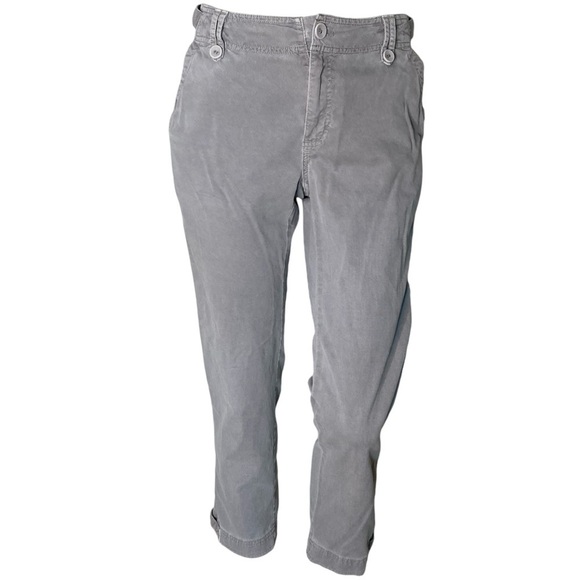 Eddie Bauer Pants - EDDIE BAUER Shaw Light Grey Corduroy Capri Crop Pant Utility Size 8 Tall